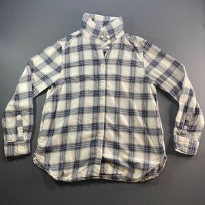 H&M Women's Blue and Cream Plaid Button Down Shirt